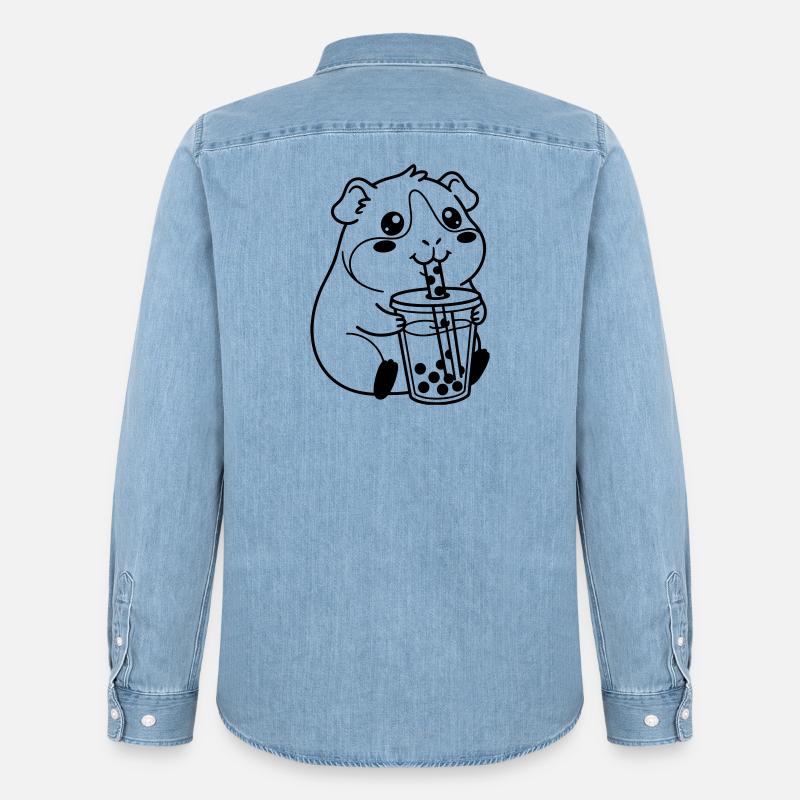 Hamster Bubble Tea - Männer Jeanshemd Organic von Stanley/Stella - verwaschenes Hellblau