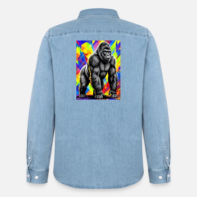Gorilla - Männer Jeanshemd Organic von Stanley/Stella - verwaschenes Hellblau
