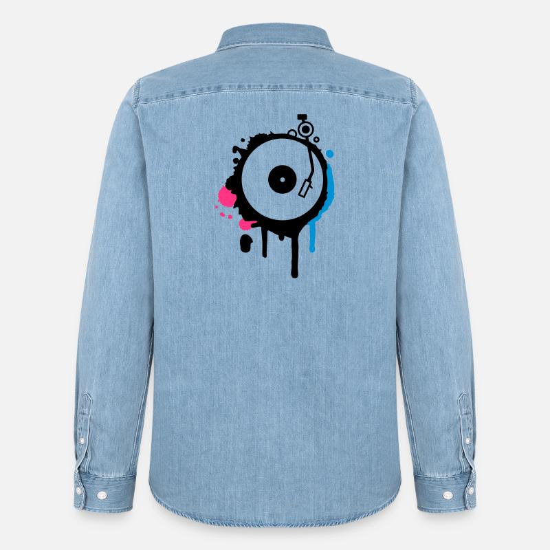 Turntable Graffiti - Men’s Organic Denim Shirt by Stanley/Stella - light wash