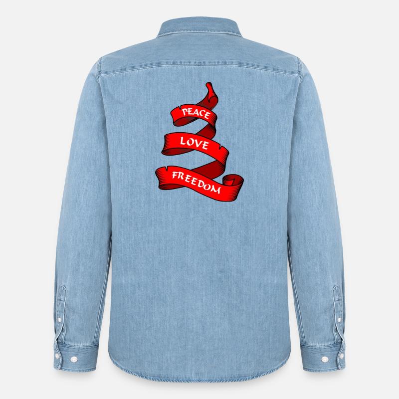 Friedensbanner oder Wimpel rot - Männer Jeanshemd Organic von Stanley/Stella - verwaschenes Hellblau