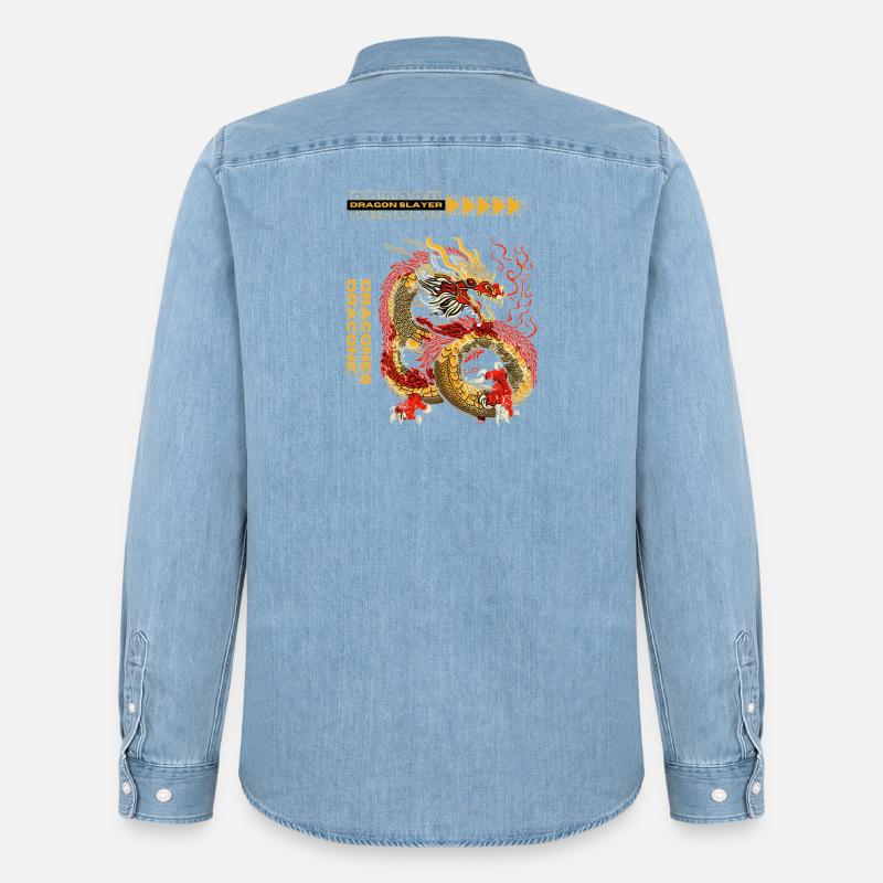 Drachentöter - Männer Jeanshemd Organic von Stanley/Stella - verwaschenes Hellblau