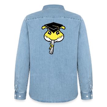 Raupe Schulabschluss Abitur bestanden College Wurm - Männer Jeanshemd Organic von Stanley/Stella - verwaschenes Hellblau - Hinten - AI Model Male 185 light (185cm)