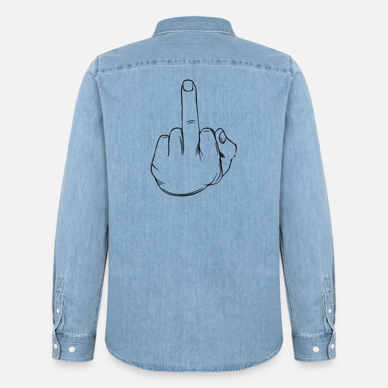 Mittelfinger Statement - Männer Jeanshemd Organic von Stanley/Stella - verwaschenes Hellblau