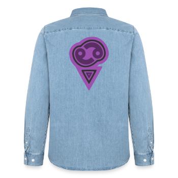 Tierkreis-Stammeskrebs und Wasser - Männer Jeanshemd Organic von Stanley/Stella - verwaschenes Hellblau - Hinten - AI Model Male 185 light (185cm)