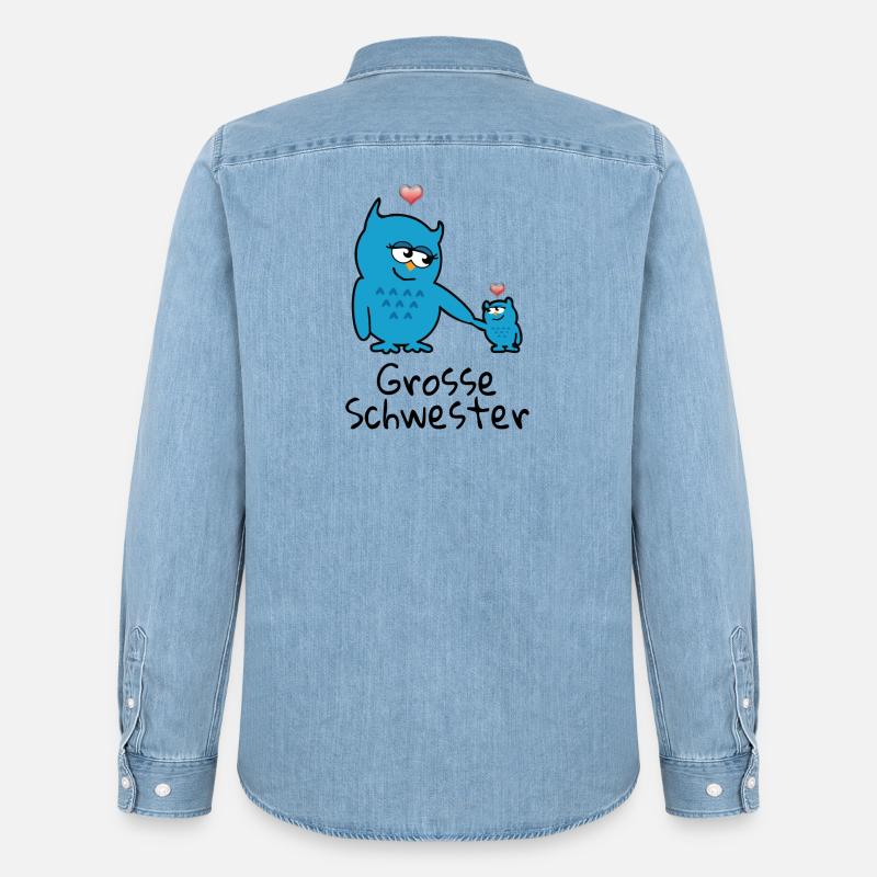 grosse Schwester - Männer Jeanshemd Organic von Stanley/Stella - verwaschenes Hellblau