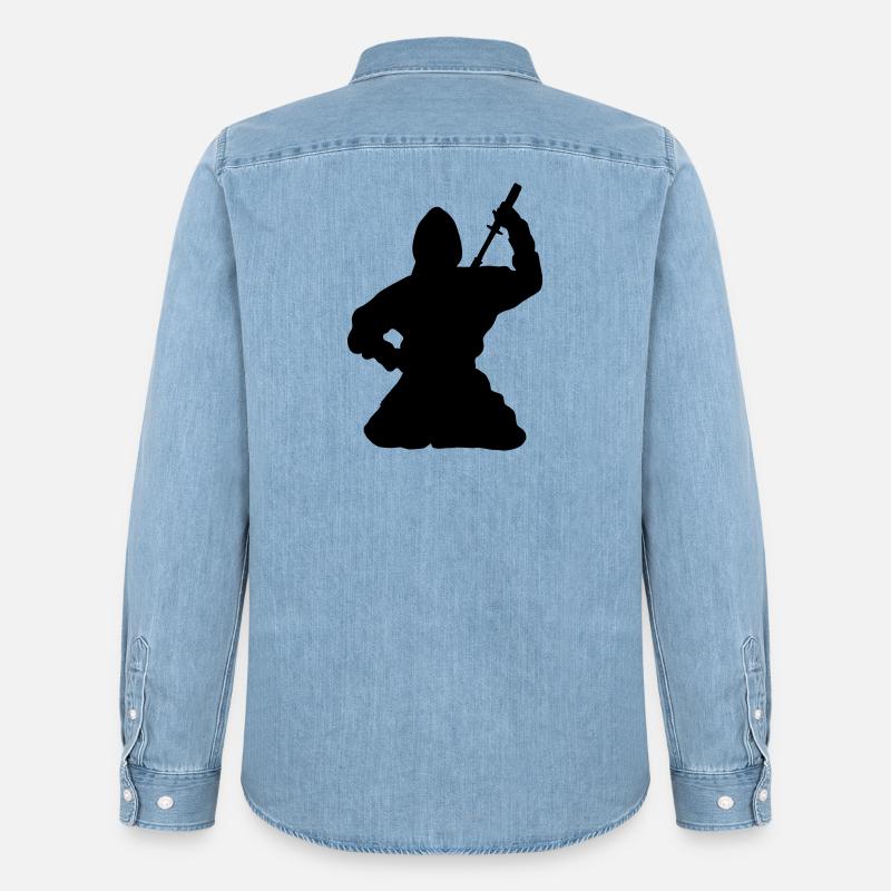 Ninja japanischer Spion oder Attentäter - Männer Jeanshemd Organic von Stanley/Stella - verwaschenes Hellblau