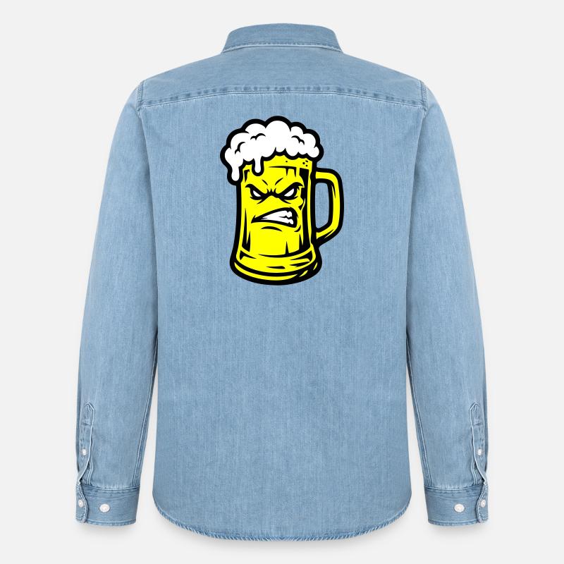 Bier Comic - Männer Jeanshemd Organic von Stanley/Stella - verwaschenes Hellblau