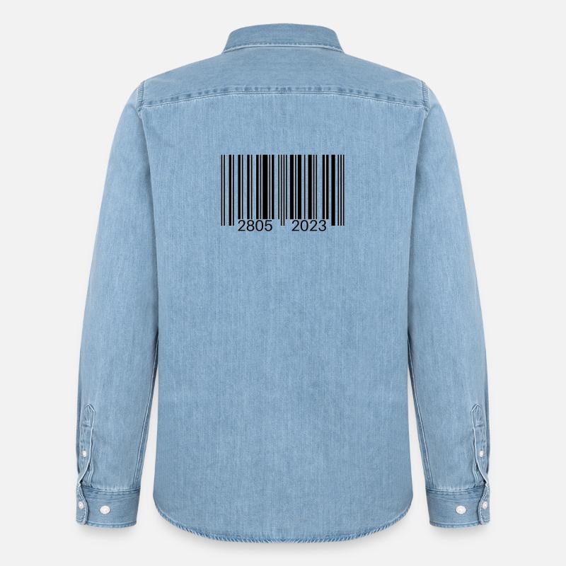 Code-barres - Chemise en denim homme bio Stanley/Stella - bleu clair délavé