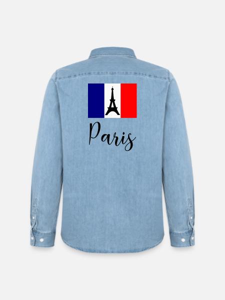 PARIS. HAUPTSTADT. STADT. FRANKREICH. PARISER. PARIS - Männer Jeanshemd Organic von Stanley/Stella - verwaschenes Hellblau