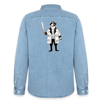 Pirat - Männer Jeanshemd Organic von Stanley/Stella - verwaschenes Hellblau - Hinten - AI Model Male 185 light (185cm)