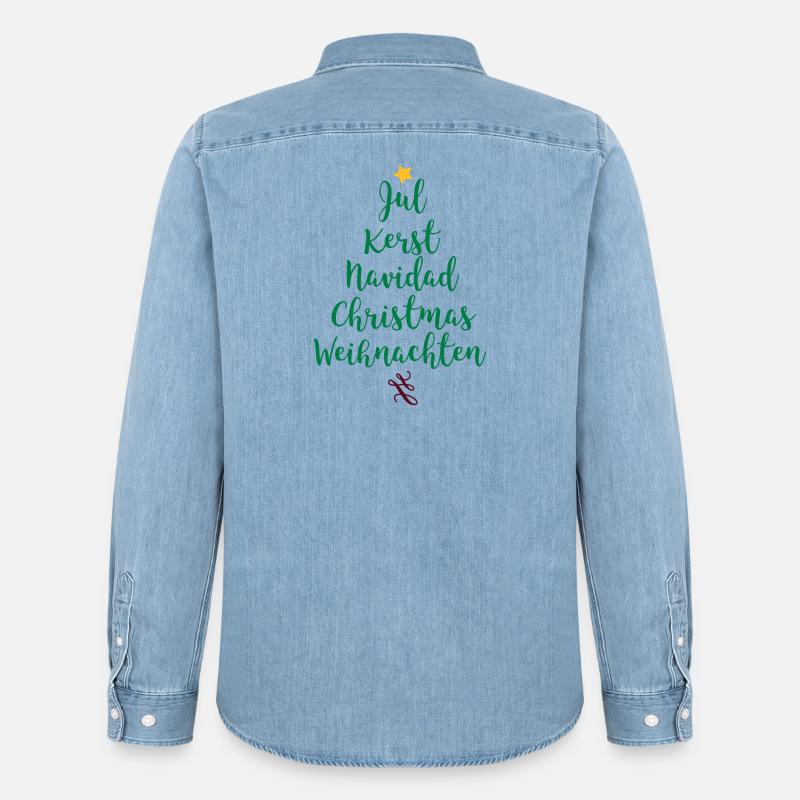 Weihnachtsbaum - Männer Jeanshemd Organic von Stanley/Stella - verwaschenes Hellblau