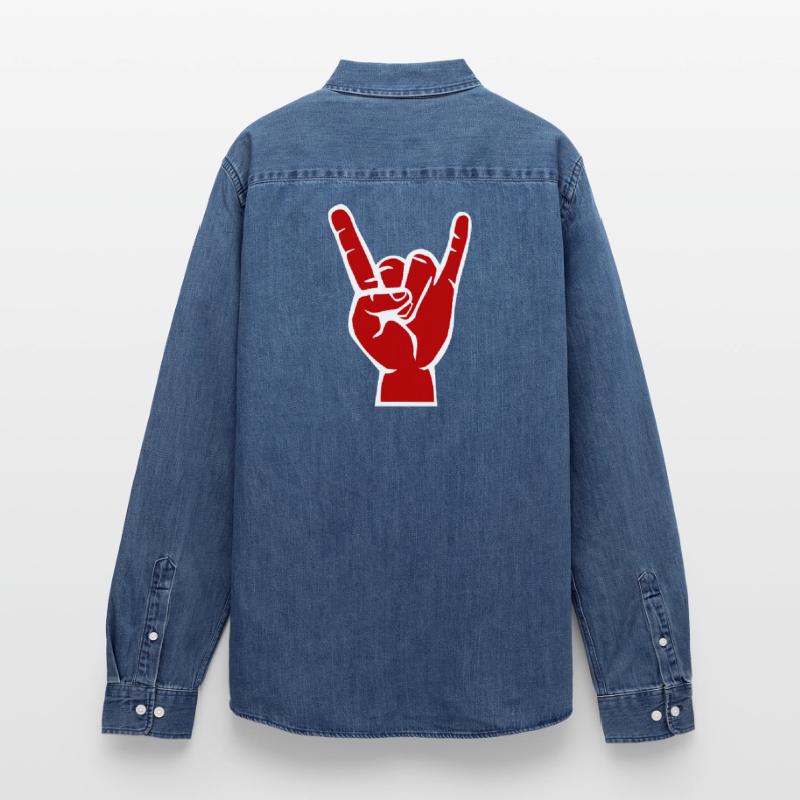 Devil's hand, Devil Rock cool metal symbol Men’s Organic Denim Shirt by Stanley/Stella