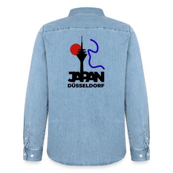 Japan goes Dusseldorf - Men’s Organic Denim Shirt by Stanley/Stella - light wash - Back - AI Model Male 185 light (185cm)