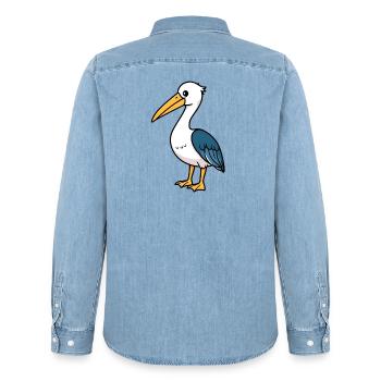 Pélican - Chemise en denim homme bio Stanley/Stella - bleu clair délavé - Dos - AI Model Male 185 light (185cm)
