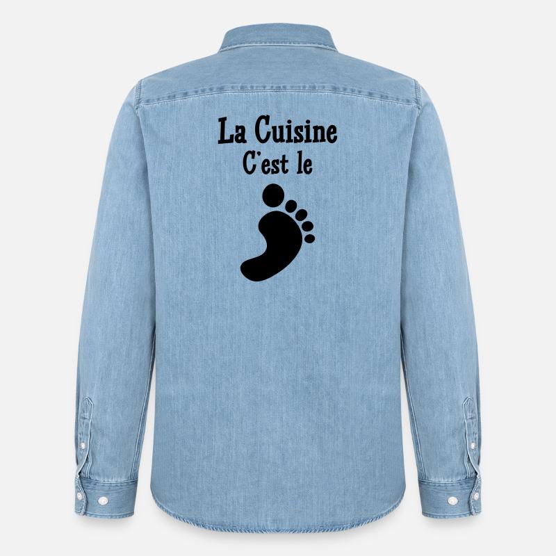 La cuisine c’est le pied - Chemise en denim homme bio Stanley/Stella - bleu clair délavé