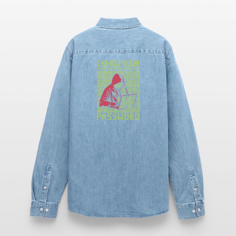 Hacker Hacker Programmeur Linux Password Hacker Chemise en denim homme bio Stanley/Stella