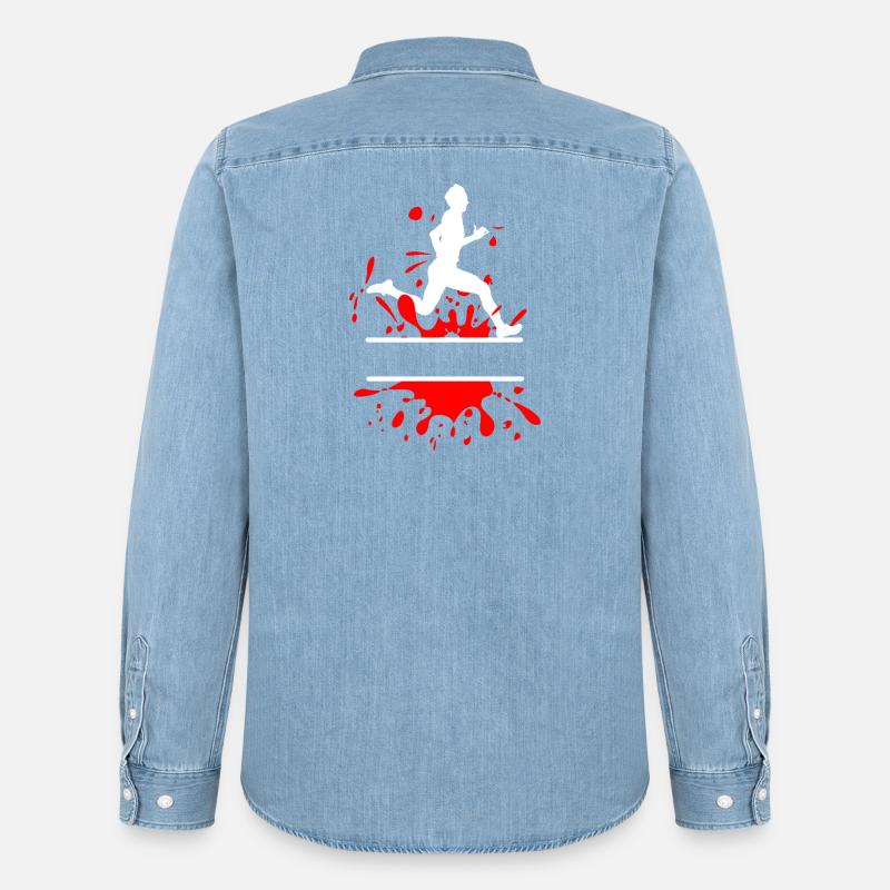 Mud Run Man – Custom Splash Runner - Männer Jeanshemd Organic von Stanley/Stella - verwaschenes Hellblau