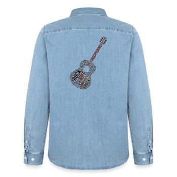 Gitarre Wortwolke - Rock & Roll Fingerpicking - Männer Jeanshemd Organic von Stanley/Stella - verwaschenes Hellblau - Hinten - AI Model Male 185 light (185cm)