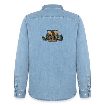 Ende_der_Nahrungskette_-_Jaeger - Männer Jeanshemd Organic von Stanley/Stella - verwaschenes Hellblau - Hinten - AI Model Male 185 light (185cm)