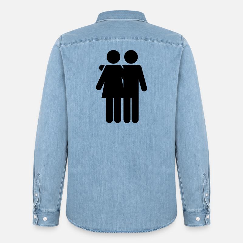 Coppia - Camicia in denim uomo bio di Stanley/Stella - azzurro chiaro slavato