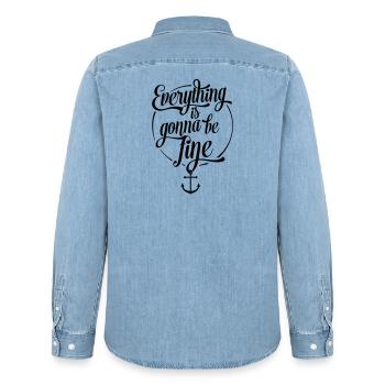 Everything is gonna be fine, Alles wird gut, Anker - Männer Jeanshemd Organic von Stanley/Stella - verwaschenes Hellblau - Hinten - AI Model Male 185 light (185cm)