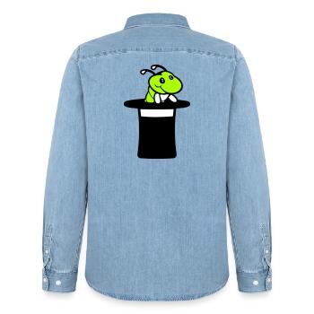 Raupe Zylinder Hut Magier Zauberer Zaubertrick süß - Männer Jeanshemd Organic von Stanley/Stella - verwaschenes Hellblau - Hinten - AI Model Male 185 light (185cm)