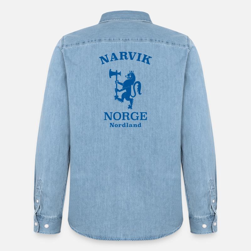 Narvik Norway Norwegen - Männer Jeanshemd Organic von Stanley/Stella - verwaschenes Hellblau