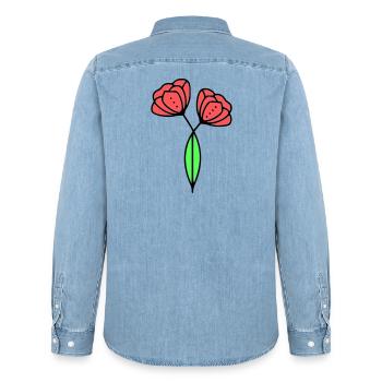 mohnblume-mohnblumen-minimalistisch-line-art-6 - Männer Jeanshemd Organic von Stanley/Stella - verwaschenes Hellblau - Hinten - AI Model Male 185 light (185cm)