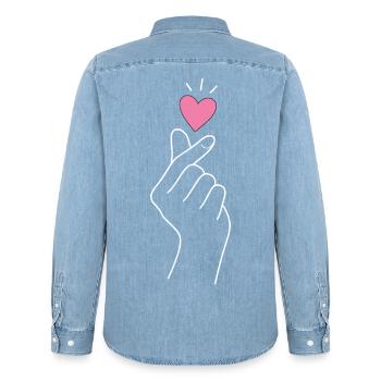 K-Pop Papa de la Fille d’Anniversaire - Chemise en denim homme bio Stanley/Stella - bleu clair délavé - Dos - AI Model Male 185 light (185cm)