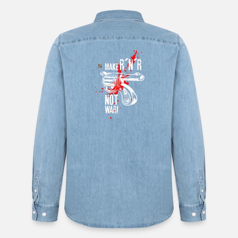 Make Rock´n´Roll Not War "Selfvolver-Version - Männer Jeanshemd Organic von Stanley/Stella - verwaschenes Hellblau
