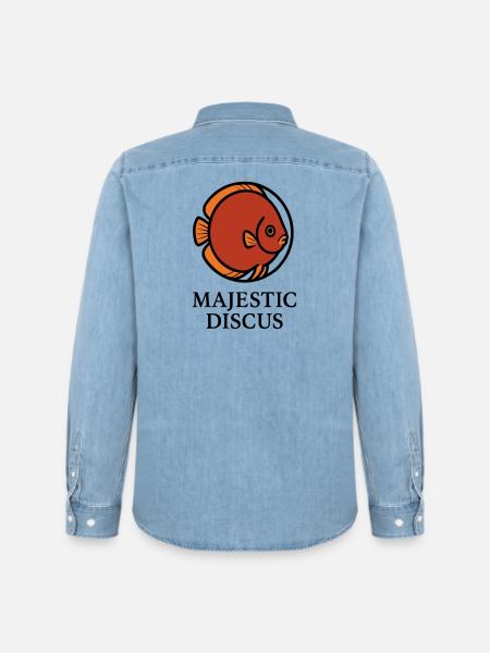 Majestic Circular Discus Fish Logo - Men’s Organic Denim Shirt by Stanley/Stella - light wash