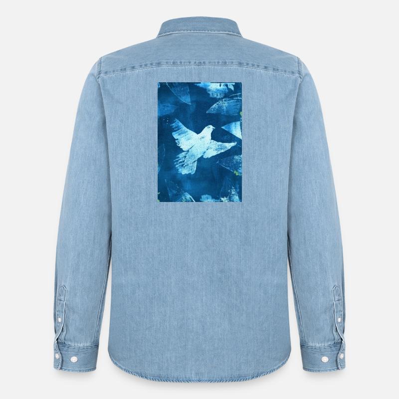 Blau Taube Friedensvisual - Männer Jeanshemd Organic von Stanley/Stella - verwaschenes Hellblau