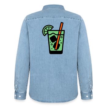 Cocktail Glass Summer Drink Vacances de garçon pour filles - Chemise en denim homme bio Stanley/Stella - bleu clair délavé - Dos - AI Model Male 185 light (185cm)