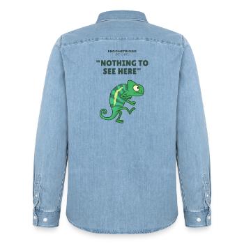 Endometriose-Chamäleon "Hier gibt es nichts zu sehen" - Männer Jeanshemd Organic von Stanley/Stella - verwaschenes Hellblau - Hinten - AI Model Male 185 light (185cm)
