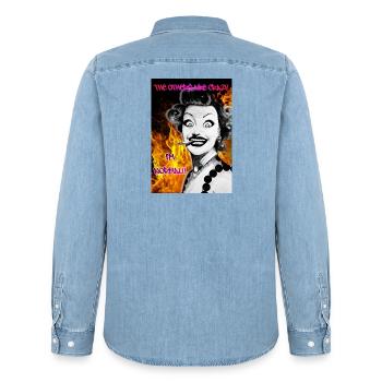 Burn_Baby-_Burn - Männer Jeanshemd Organic von Stanley/Stella - verwaschenes Hellblau - Hinten - AI Model Male 185 light (185cm)