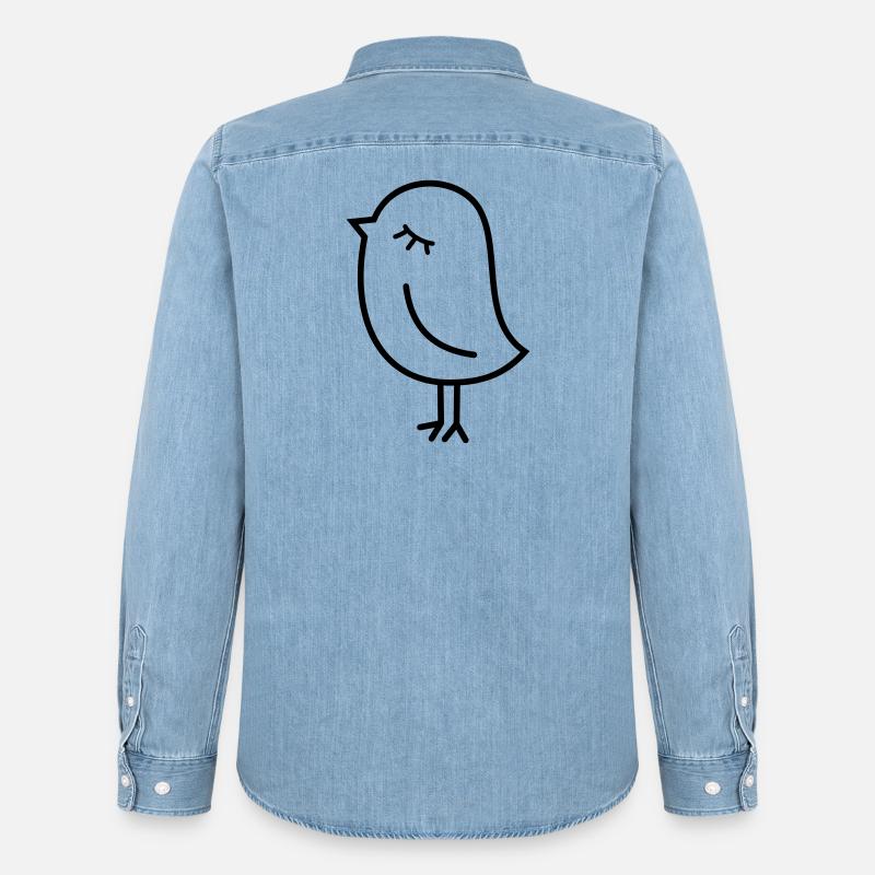 Spatz Vogel – Piepmatz Küken Tweet Vögelchen - Männer Jeanshemd Organic von Stanley/Stella - verwaschenes Hellblau