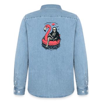 Love summer - Männer Jeanshemd Organic von Stanley/Stella - verwaschenes Hellblau - Hinten - AI Model Male 185 light (185cm)