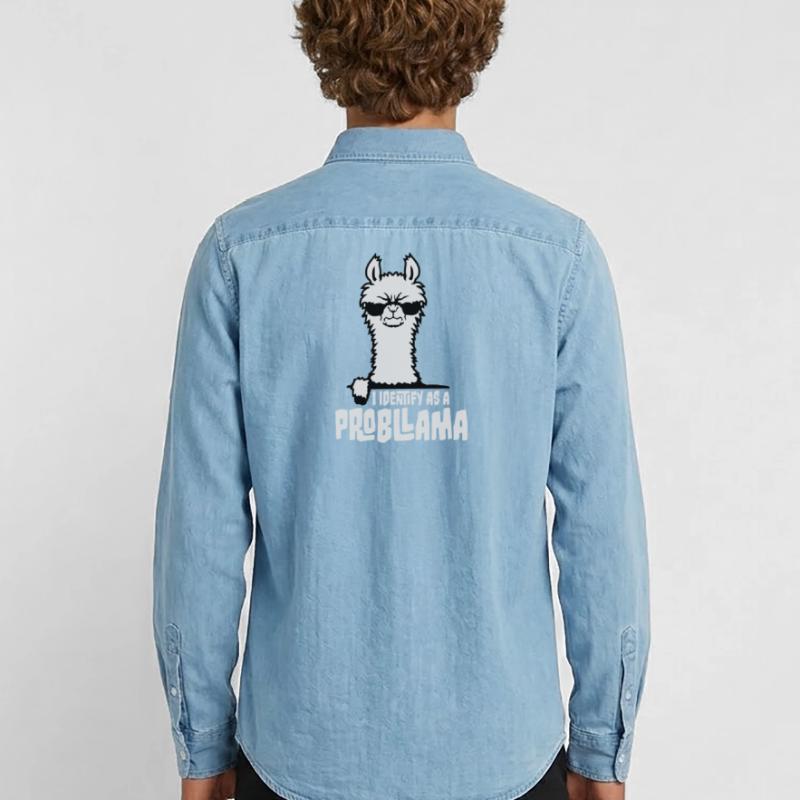 I Identify As A Probllama Cool Lama Problem Spruch Männer Jeanshemd Organic von Stanley/Stella
