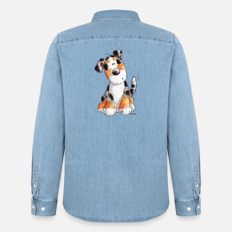 Süßer Australian Shepherd - Aussie - Geschenk - Männer Jeanshemd Organic von Stanley/Stella - verwaschenes Hellblau