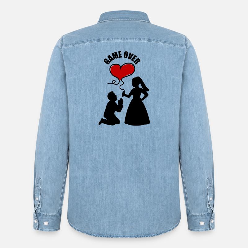 Brautpaar Ehepaar Hochzeit - Männer Jeanshemd Organic von Stanley/Stella - verwaschenes Hellblau