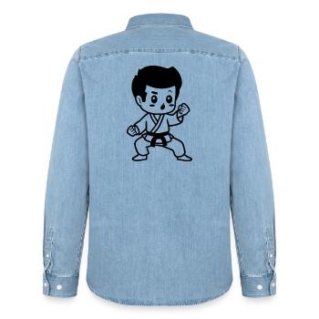 Karaté pour enfants - Chemise en denim homme bio Stanley/Stella - bleu clair délavé - Dos - AI Model Male 185 light (185cm)