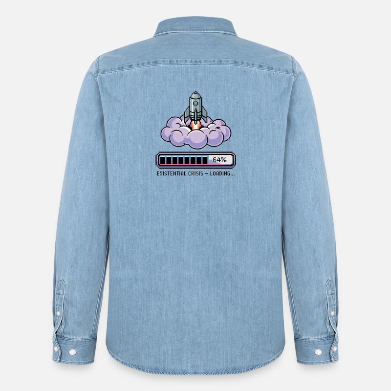 Digital Retro – Existential Crisis – Loading... - Männer Jeanshemd Organic von Stanley/Stella - verwaschenes Hellblau
