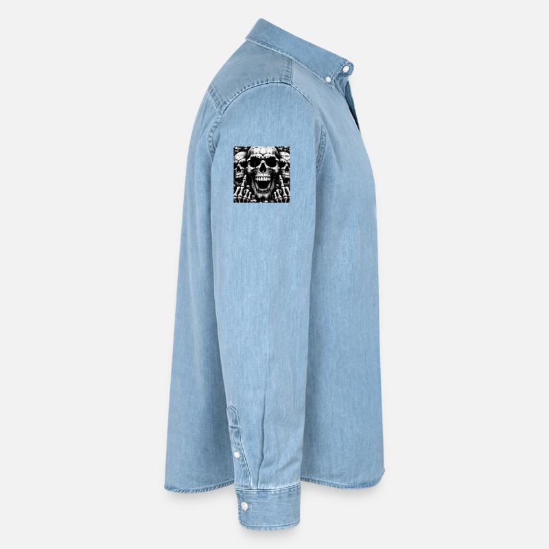 Rock 'n' Roll-Design > Skelettköpfe Statement > - Männer Jeanshemd Organic von Stanley/Stella - verwaschenes Hellblau