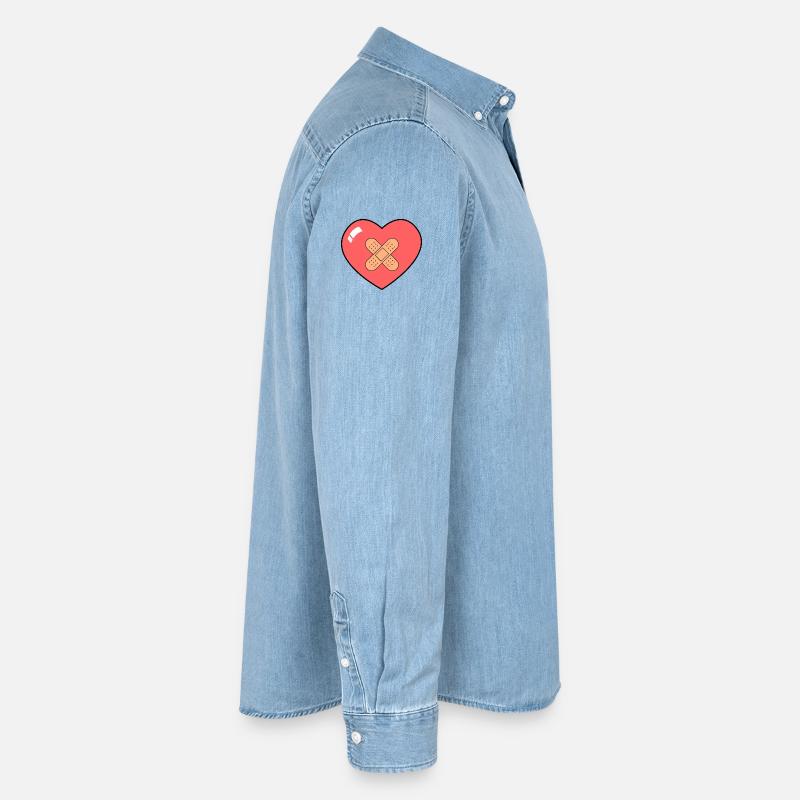 Herz mit Pflaster Männer Jeanshemd Organic von Stanley/Stella