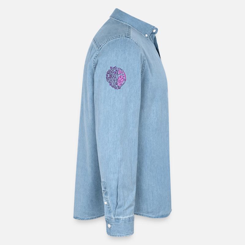 Brain Butterflies Purple Epilepsy Awareness Men’s Organic Denim Shirt by Stanley/Stella