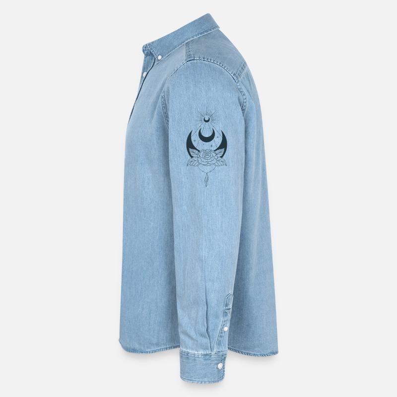 Mystische Mond-Ästhetik mit Blume Männer Jeanshemd Organic von Stanley/Stella