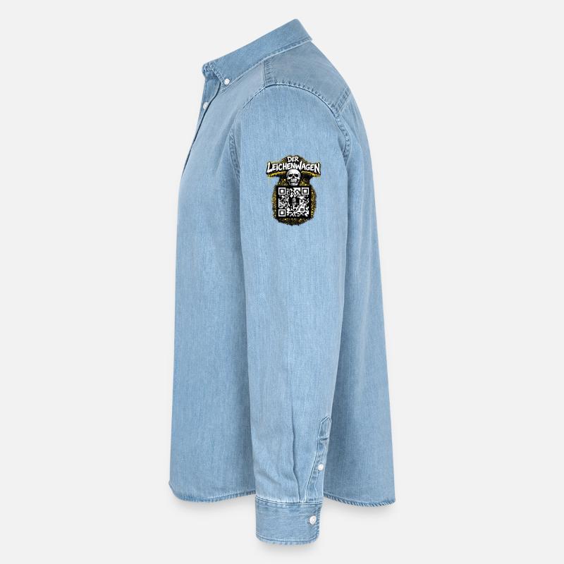 Der Leichenwagen mit QR Code - Männer Jeanshemd Organic von Stanley/Stella - verwaschenes Hellblau