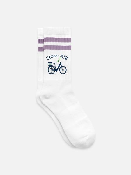 E-MTB-Damen - Gestreifte Tennissocken - Weiß/Flieder 
