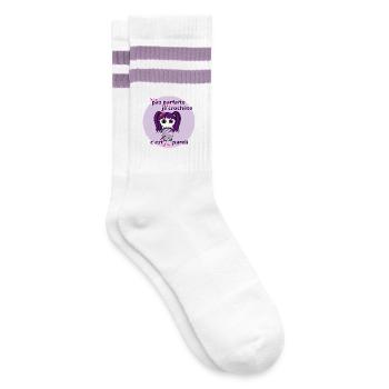 Ich bin nicht perfekt, aber ich hake - Gestreifte Tennissocken - Weiß/Flieder  - Rechts
