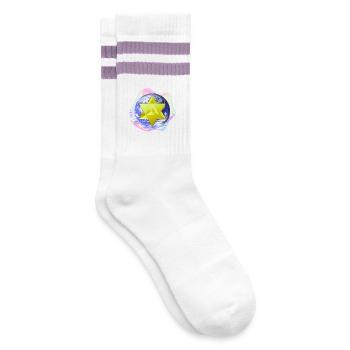 Surreal Merkaba Earth - Striped tennis socks - white/lilac  - Right